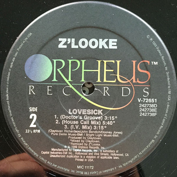 Z'Looke : Lovesick (12")