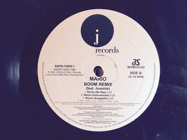 Mario Feat. Juvenile (2) : Boom (Remix) (12", Single)