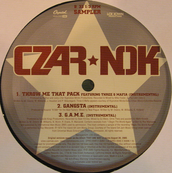 Czar-Nok : 6 Joints From The Debut  Album "That One Way" (2x12", Promo, Smplr)