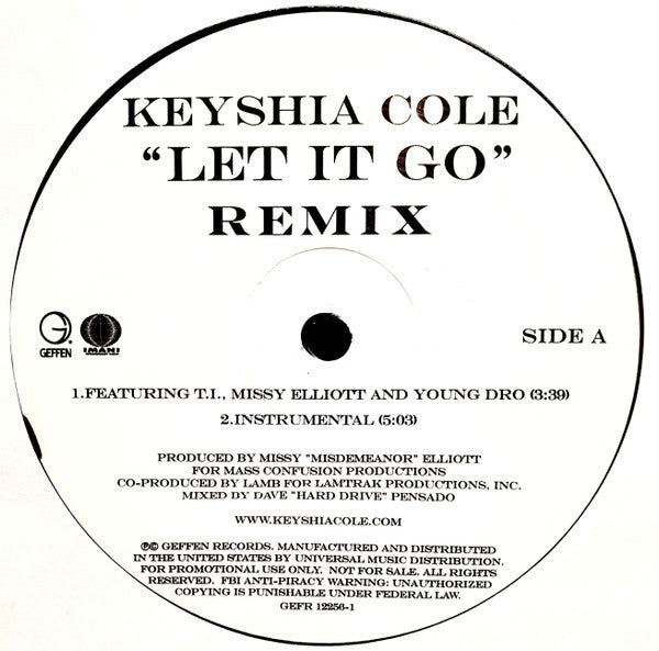 Keyshia Cole Featuring Missy Elliott, T.I. & Young Dro : Let It Go (Remix) (12", Single, Promo)
