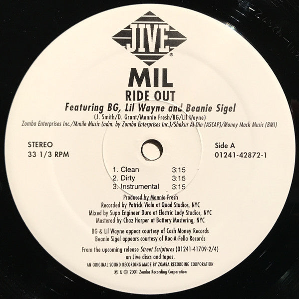 Mil Featuring B.G., Lil Wayne And Beanie Sigel : Ride Out (12")