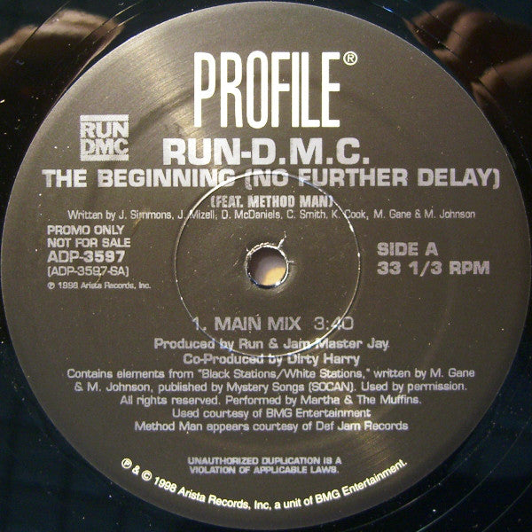 Run-DMC Feat. Method Man : The Beginning (No Further Delay) (12", Promo)