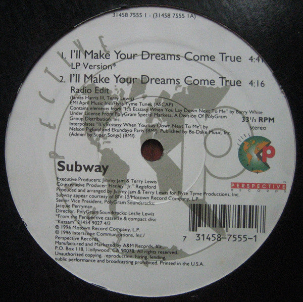 Subway (12) : I'll Make Your Dreams Come True (12")