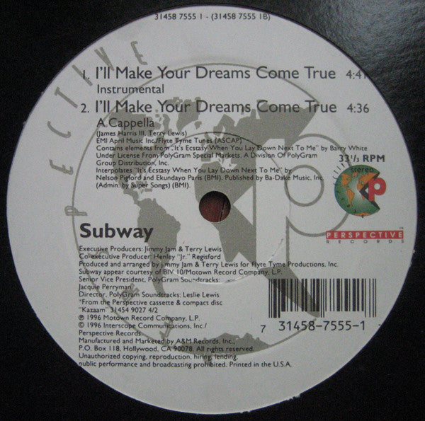 Subway (12) : I'll Make Your Dreams Come True (12")