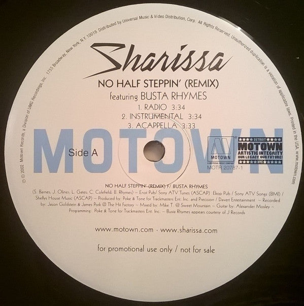 Sharissa : No Half Steppin' (Remixes) (12", Promo)