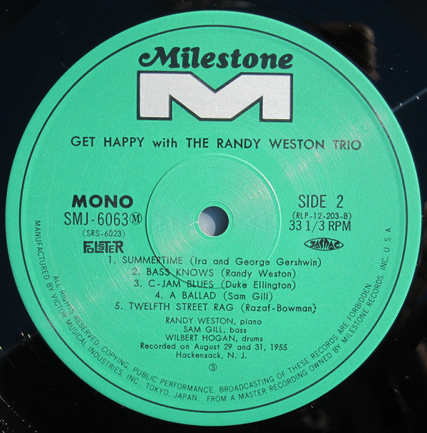 Randy Weston Trio : Get Happy With The Randy Weston Trio (LP, Album, Mono, RE)