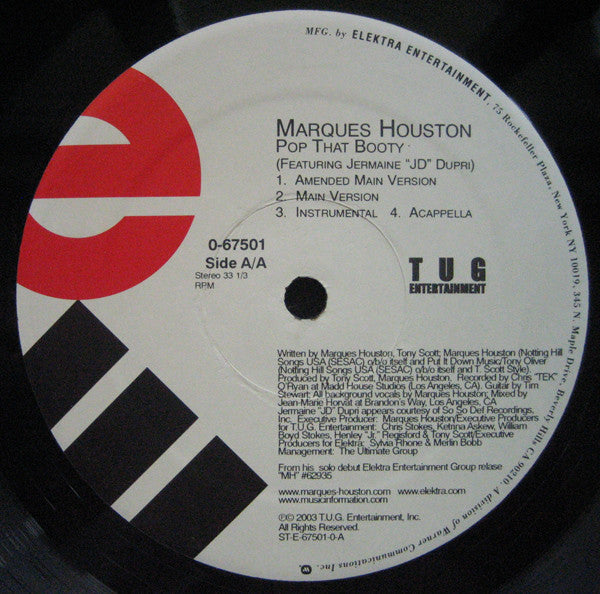 Marques Houston Featuring Jermaine Dupri : Pop That Booty (12", Single)
