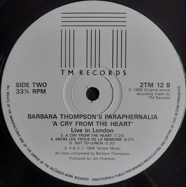 Barbara Thompson's Paraphernalia : A Cry From The Heart - Live In London (2xLP)