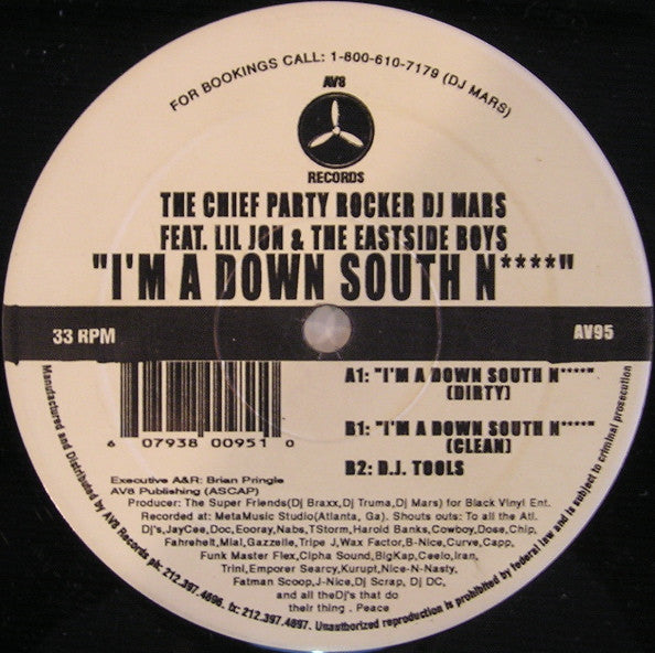 The Chief Party Rocker Feat. Lil' Jon & The East Side Boyz : I'm A Down South Ni**** (12")