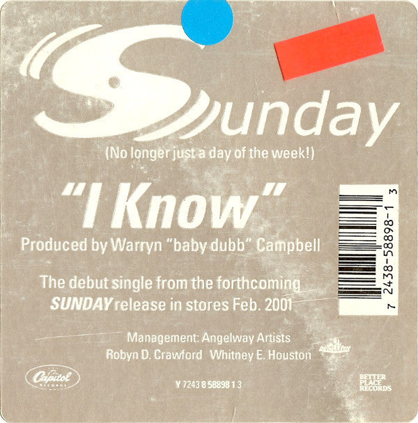 Sunday (4) : I Know (12")