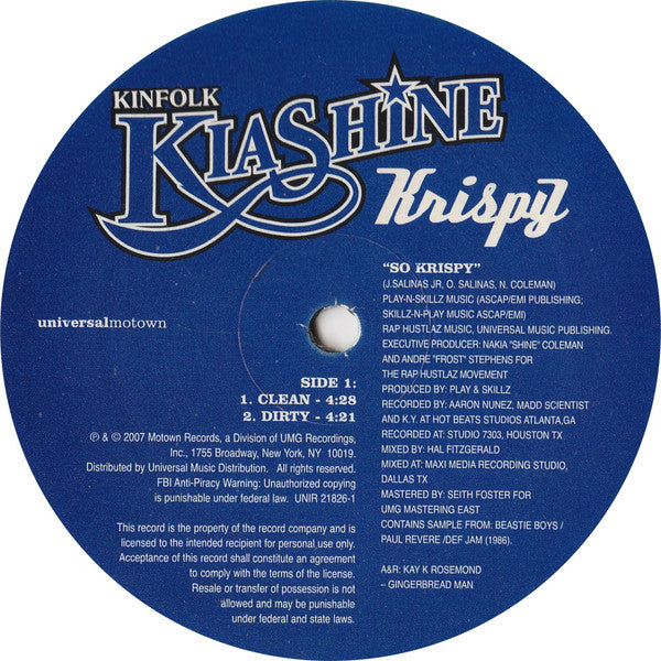 Nakia Shine : Krispy (12", Single, Promo)