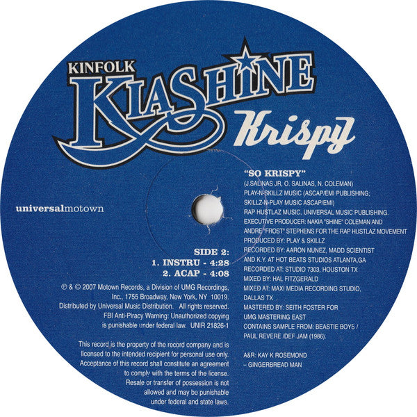 Nakia Shine : Krispy (12", Single, Promo)