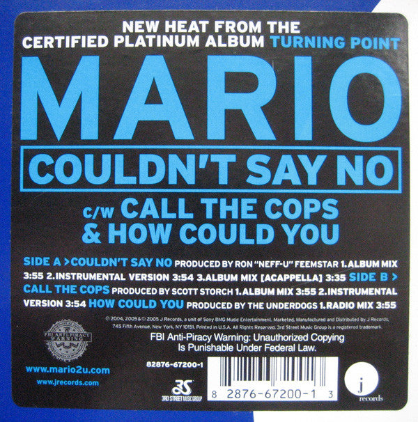 Mario : Couldn't Say No / Call The Cops / How Could You (12")