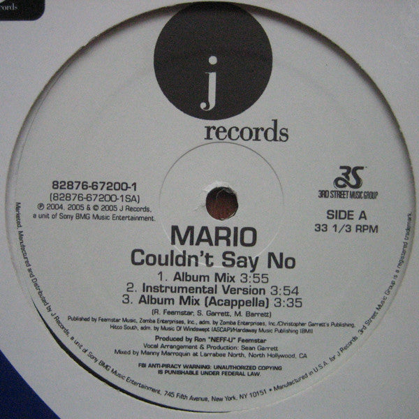 Mario : Couldn't Say No / Call The Cops / How Could You (12")