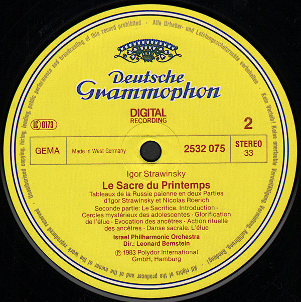 Igor Stravinsky - Israel Philharmonic Orchestra, Leonard Bernstein : Le Sacre Du Printemps (LP, Album)