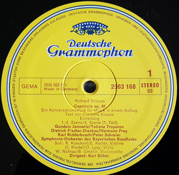 Richard Strauss - Symphonie-Orchester Des Bayerischen Rundfunks, Karl Böhm, Gundula Janowitz, Dietrich Fischer-Dieskau, Peter Schreier, Hermann Prey, Tatiana Troyanos, Karl Ridderbusch : Capriccio (3xLP, Album + Box)