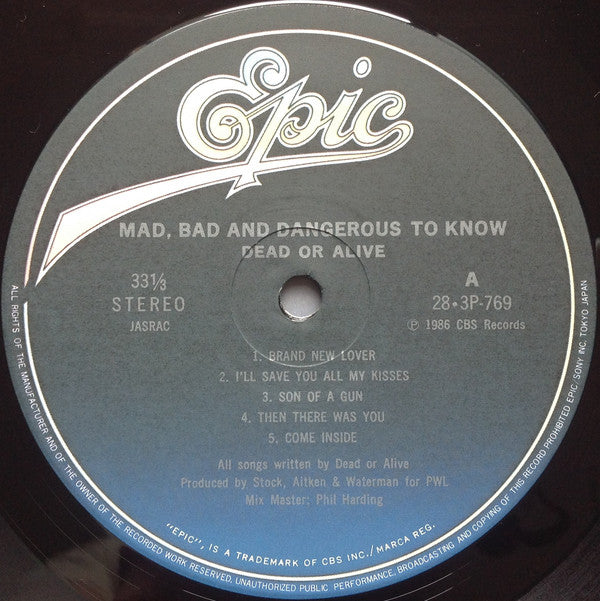 Dead Or Alive = Dead Or Alive : Mad, Bad And Dangerous To Know = ブランド・ニュー・ラヴァー (LP, Album)
