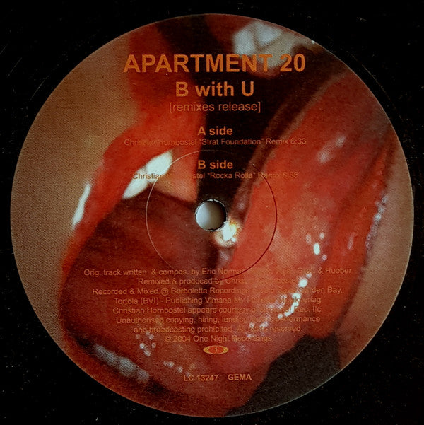 Apartment 20 : B With U (Remixes Release) (12")