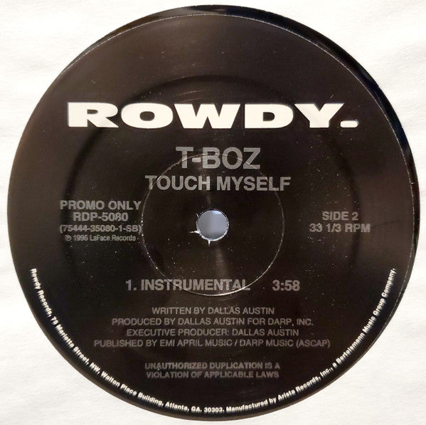 T-Boz : Touch Myself (12", Single, Promo)