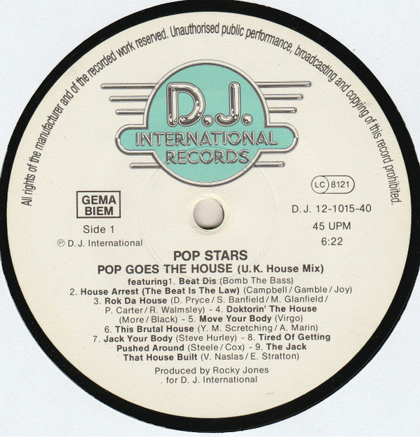 Pop Stars : Pop Goes The House (12", P/Mixed)