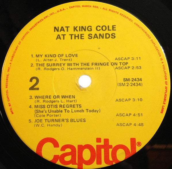 Nat King Cole : At The Sands (LP, Album, RE)