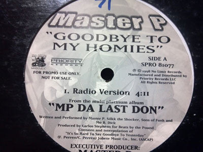 Master P : Goodbye To My Homies (12", Promo)