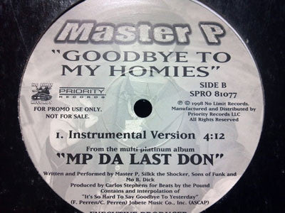 Master P : Goodbye To My Homies (12", Promo)