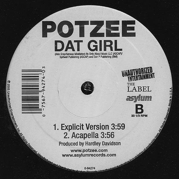Potzee : Dat Girl (12")