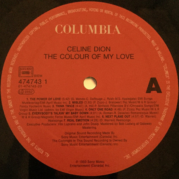 Céline Dion : The Colour Of My Love (LP, Album)