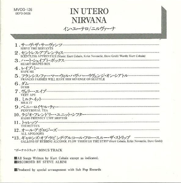 Nirvana : In Utero (CD, Album)