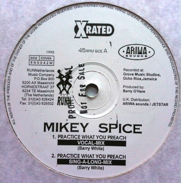 Mikey Spice : Practice What You Preach (12")