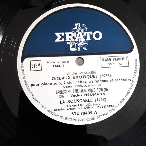 Olivier Messiaen - Yvonne Loriod, The Czech Philharmonic Orchestra / Dir. Václav Neumann : Oiseaux Exotiques - La Bouscarle / Réveil Des Oiseaux (LP)