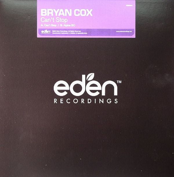Bryan Cox : Can't Stop (12")