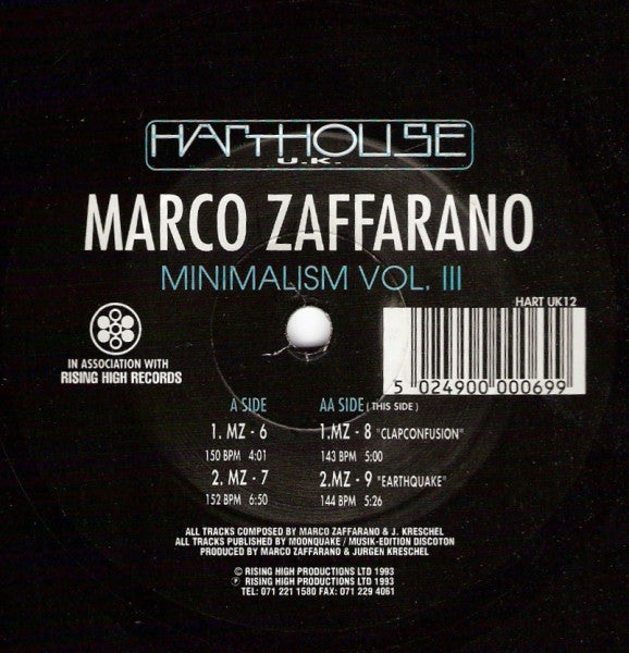 Marco Zaffarano : Minimalism Vol. III (12")