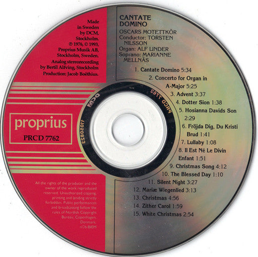 Oscars Motettkör, Torsten Nilsson, Alf Linder, Marianne Mellnäs : Cantate Domino (CD, Album)