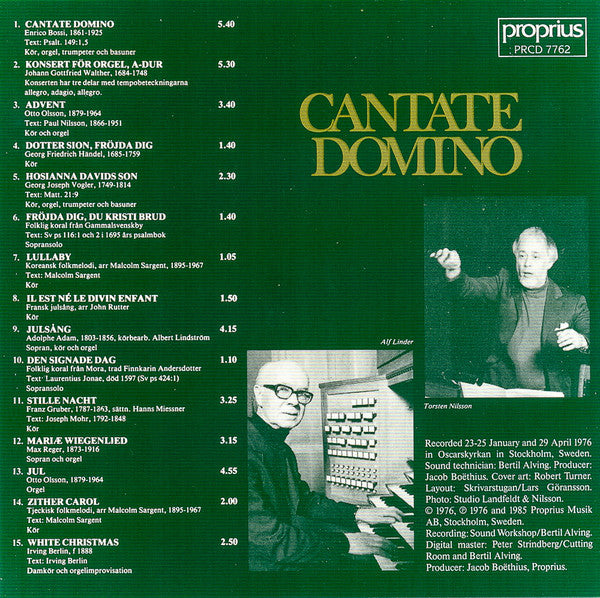 Oscars Motettkör, Torsten Nilsson, Alf Linder, Marianne Mellnäs : Cantate Domino (CD, Album)