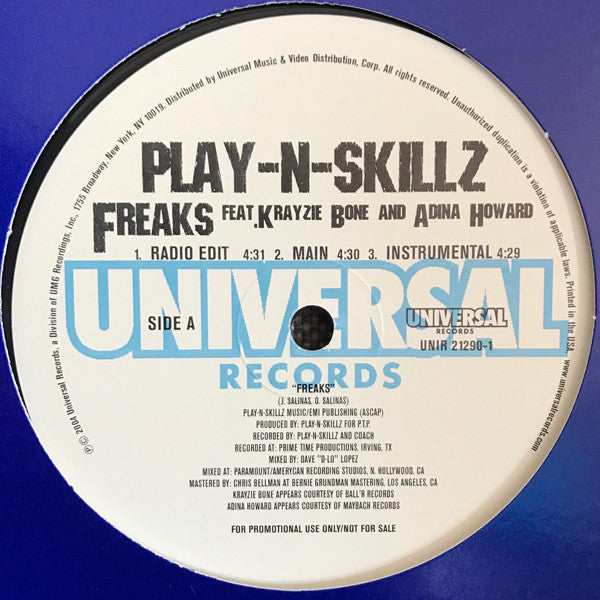 Play-N-Skillz Featuring Krayzie Bone And Adina Howard : Freaks (12", Promo)