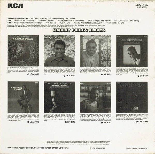 Charley Pride : The Best Of Charley Pride Vol. II (LP, Comp)