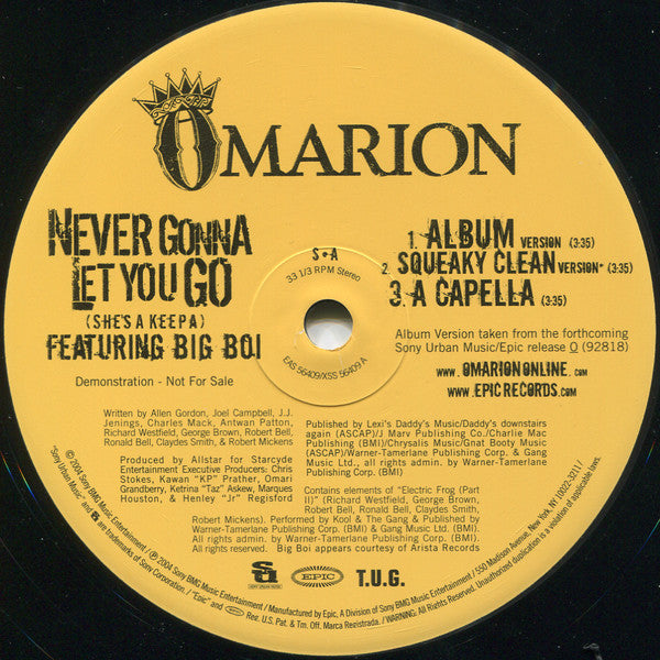 Omarion Featuring Big Boi : Never Gonna Let You Go (She's A Keepa) (12", Promo)