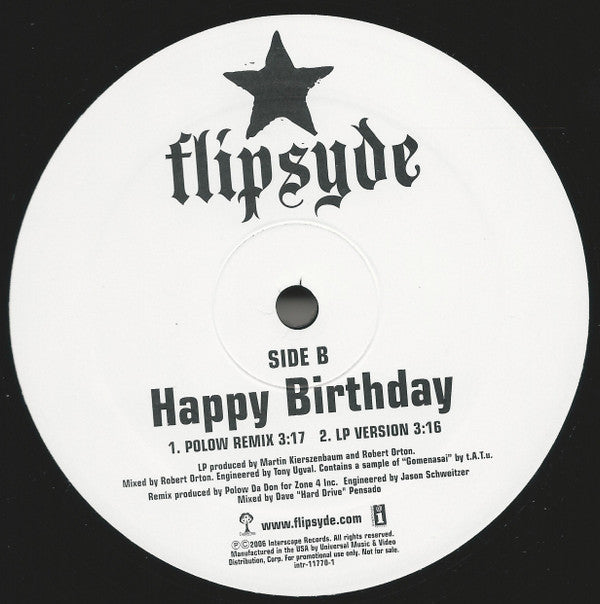 Flipsyde : Someday / Happy Birthday (12", Promo)