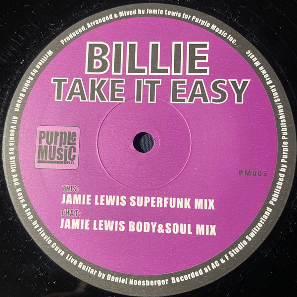 Billie : Take It Easy (The Jamie Lewis Mixes) (12")