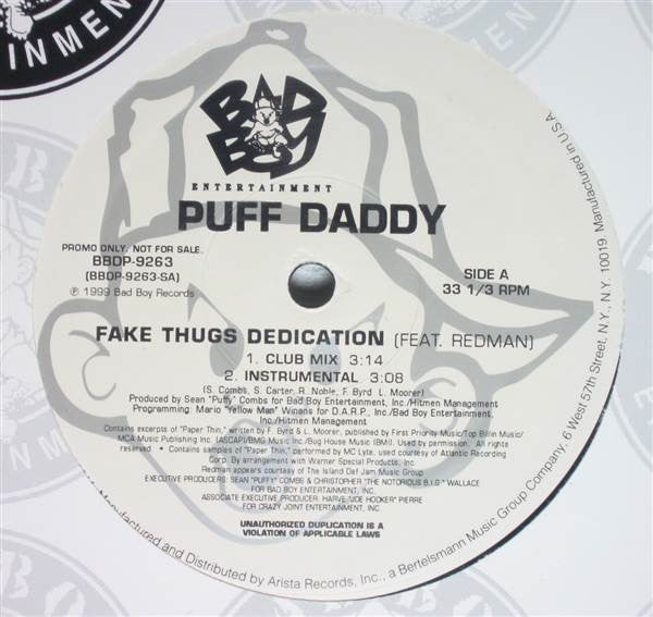 Puff Daddy : Fake Thugs Dedication (12", Single, Promo)