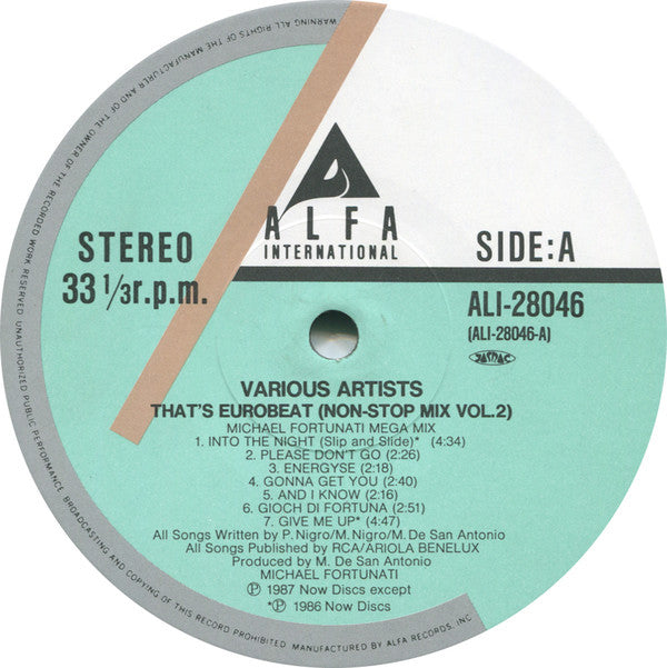 Various : That's Eurobeat - Non-Stop Mix Vol. 2 (LP, Comp, Mixed)