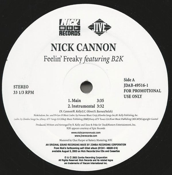 Nick Cannon Featuring B2K : Feelin' Freaky (12", Single, Promo)