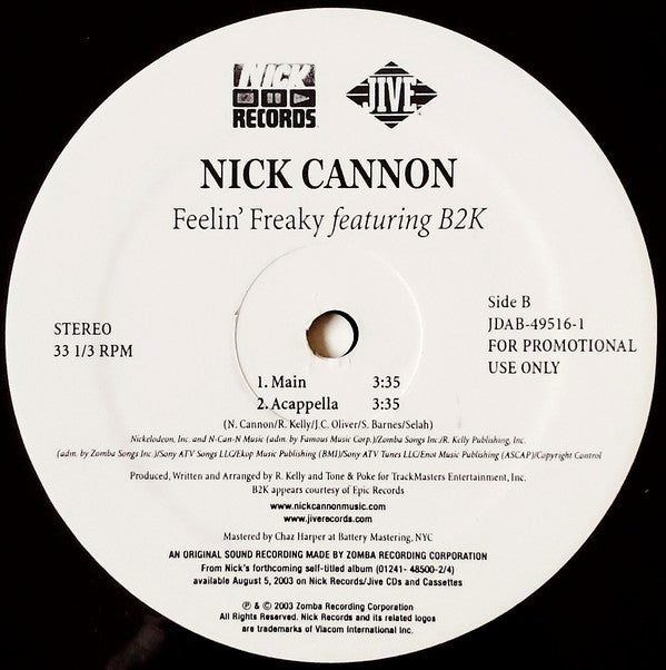 Nick Cannon Featuring B2K : Feelin' Freaky (12", Single, Promo)