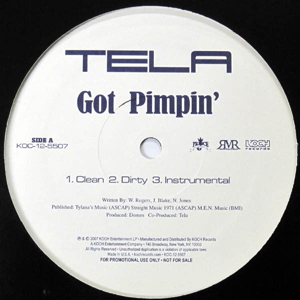 Tela Featuring Gino (61) : Got Pimpin' / So Incredible (12", Promo)