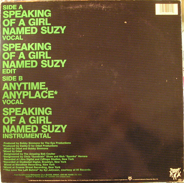 Stetsasonic : Speaking Of A Girl Named Suzy / Anytime, Anyplace (12")