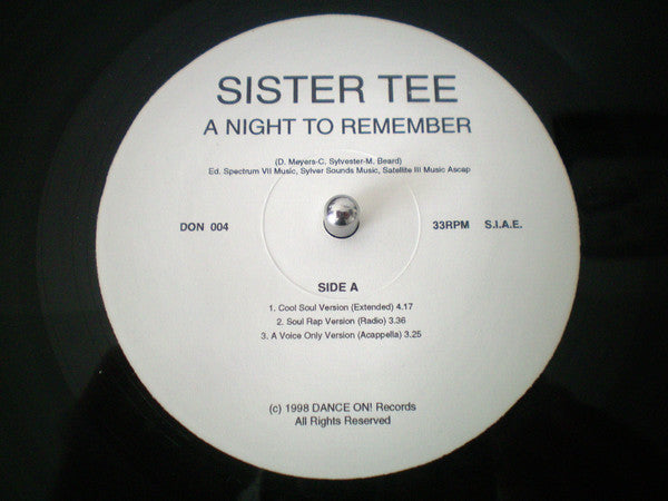 DFX (7) & Tin Tin The Koolness Present Sister Tee : A Night To Remember (12")
