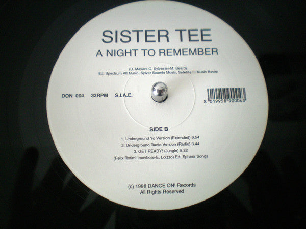 DFX (7) & Tin Tin The Koolness Present Sister Tee : A Night To Remember (12")