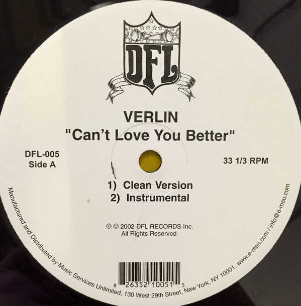 Verlin : Can't Love You Better (12")
